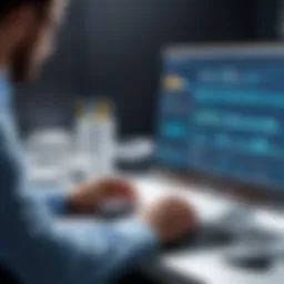 A professional analyzing desktop monitoring software on a laptop