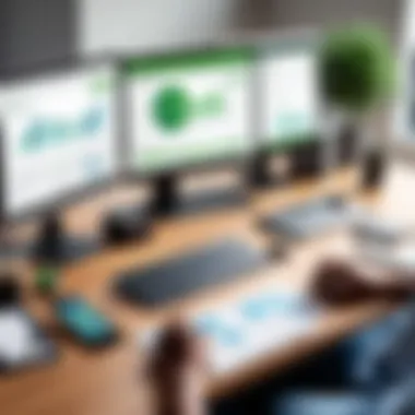 Illustration of QuickBooks setup process with features highlighted