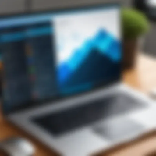 Remote desktop access interface on a laptop screen