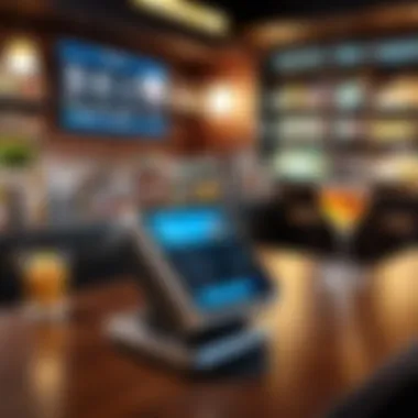 Streamlined Digital Payment Solutions An organized bar setting showcasing digital payment options