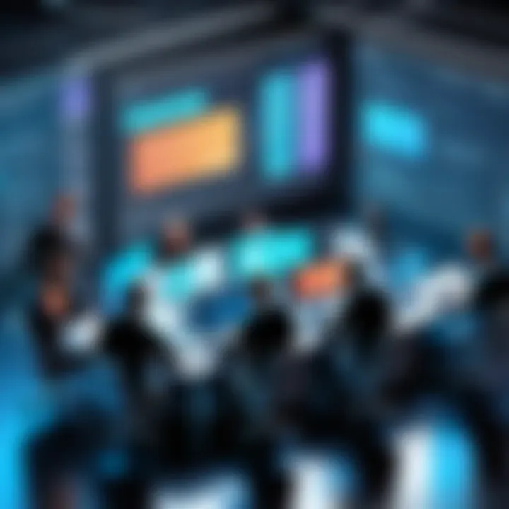 Illustration of software developers collaborating in a secure environment