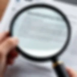A magnifying glass over a document symbolizing scrutiny