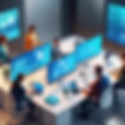 A vibrant workplace environment showcasing collaboration and teamwork.