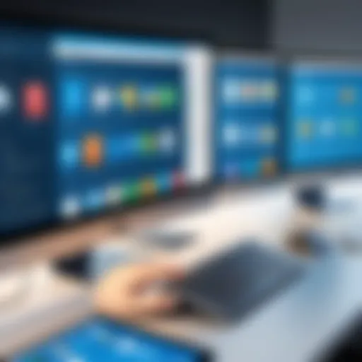 A diverse selection of office suite software icons on a digital interface