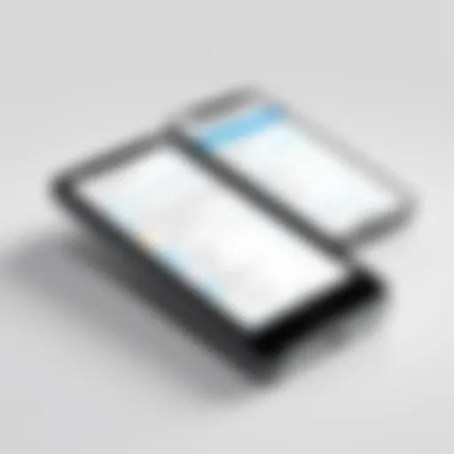 Illustration of a mobile app interface showing scan to fax functionality