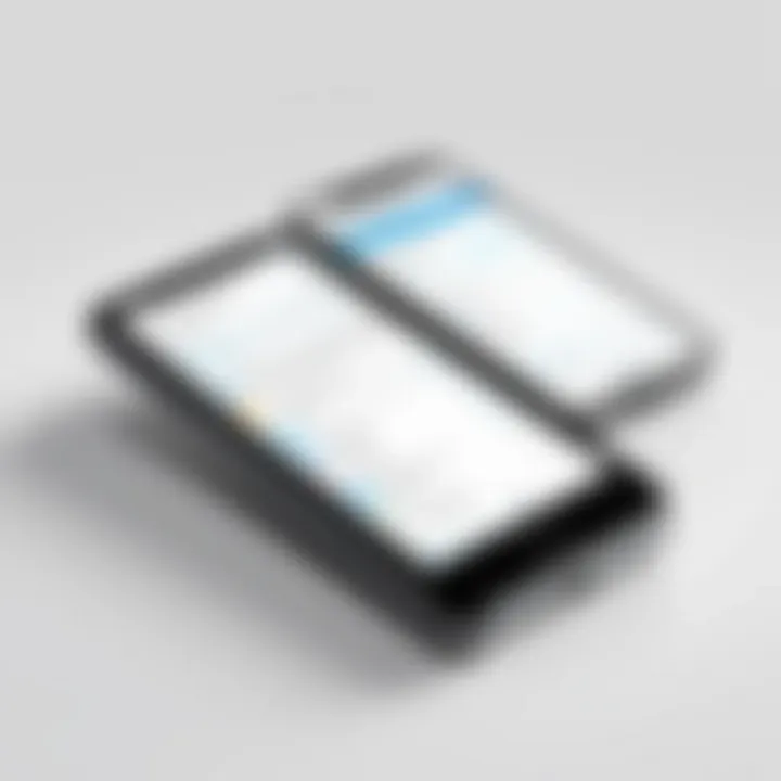 Illustration of a mobile app interface showing scan to fax functionality