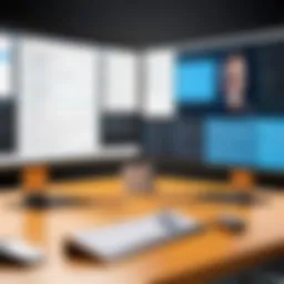 An illustration of a virtual meeting interface showcasing closed captioning features
