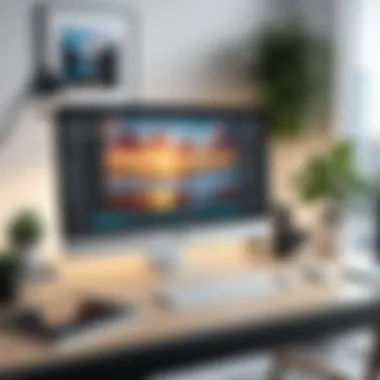 Creative workspace with open photo editing software on a computer