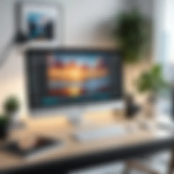 Creative workspace with open photo editing software on a computer