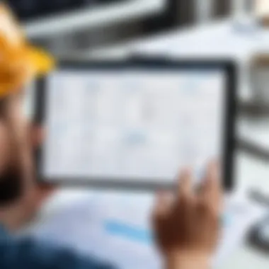 Construction Planning Software on Tablet A tablet displaying construction planning software in action