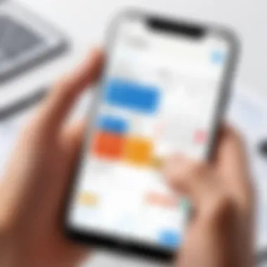 Convenience of Mobile Calendar Apps A person using a smartphone to check their calendar app while on the go