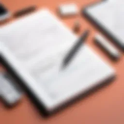 An open notebook with notes and a pen, symbolizing the drafting phase.