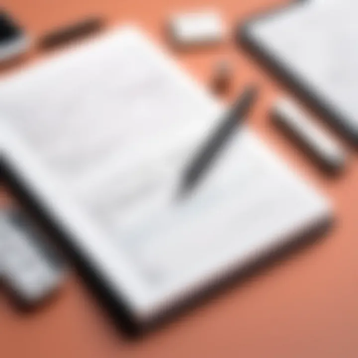 An open notebook with notes and a pen, symbolizing the drafting phase.
