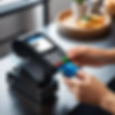 Customer Using Contactless Payment Customer making a payment with a contactless card