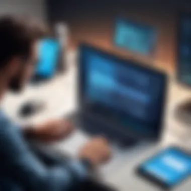 A developer showcasing cutting-edge technology in a coding session