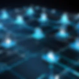 Digital security framework depicted through a network of interconnected systems