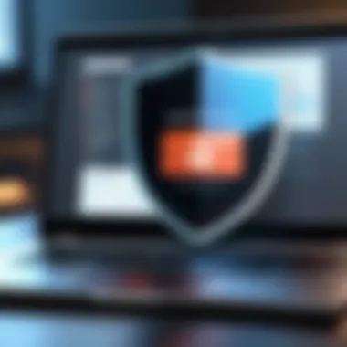 Effective Prevention Tactics Against Malware Illustration of a shield protecting a laptop from malware