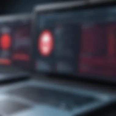 Understanding Different Types of Malware A laptop displaying various malware types on the screen