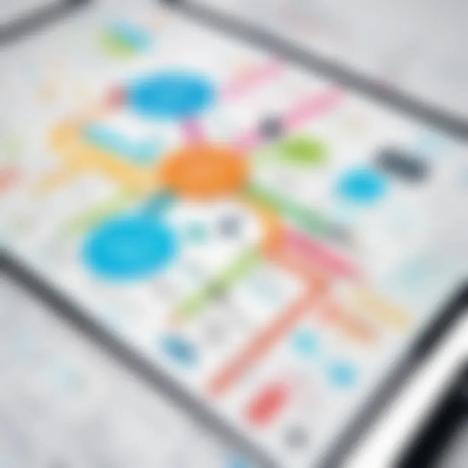 Mind mapping interface showcasing various tools and features