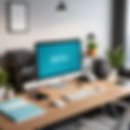 A creative workspace showcasing logo design elements.