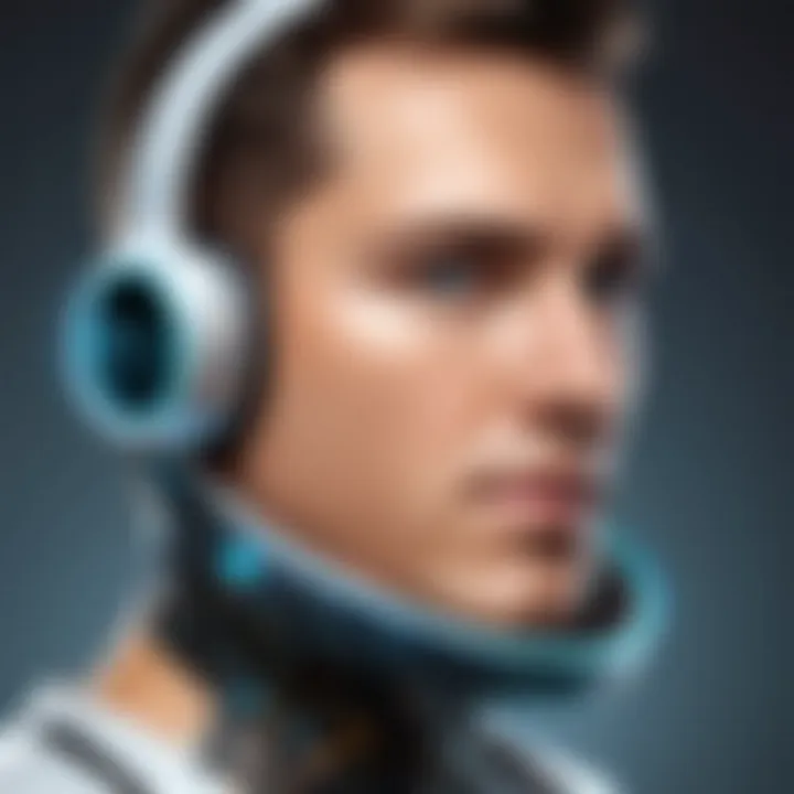 Futuristic vision of spokephone technology in a digital environment