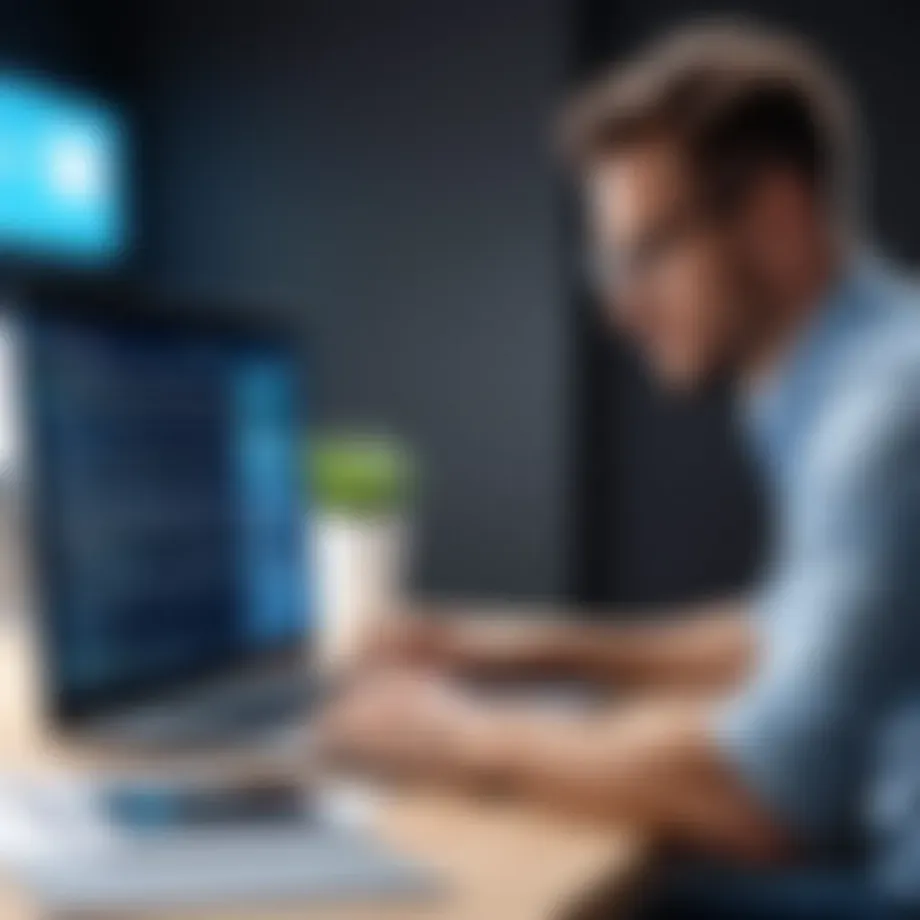 A person updating business information on a laptop