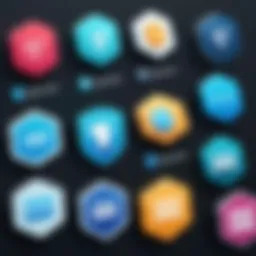 Illustration of digital badges through various platforms