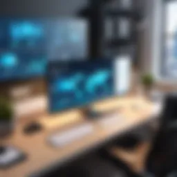 A digital workspace showcasing augmented reality tools and software