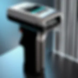 Detailed view of a barcode scanner in action