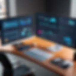 A sleek digital workspace interface showcasing various collaboration tools.