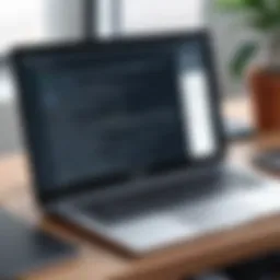 A modern workspace showcasing a writing assistant application on a laptop screen