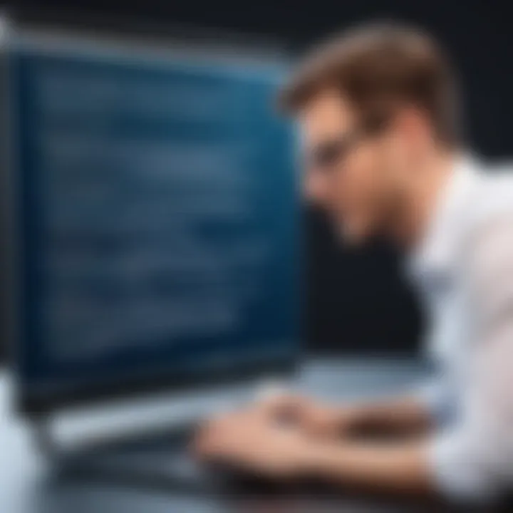 User using speech-to-text software on a laptop