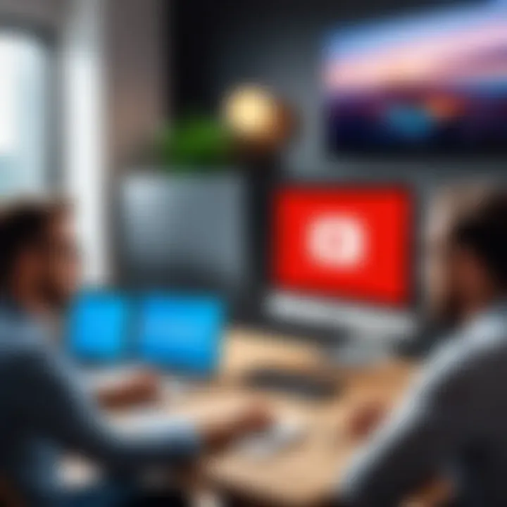 Illustration of a business strategy session focused on digital marketing